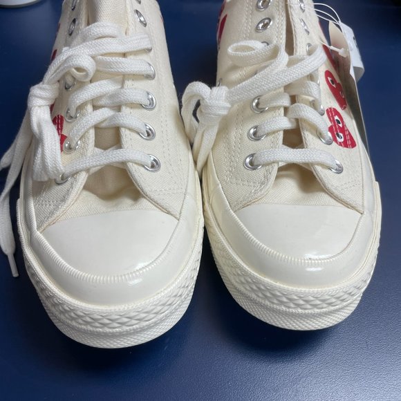 NWOB Comme Des Garçons Play x Converse Chuck 70 Ox "Multi Hearts White" Sneakers - Picture 7 of 14